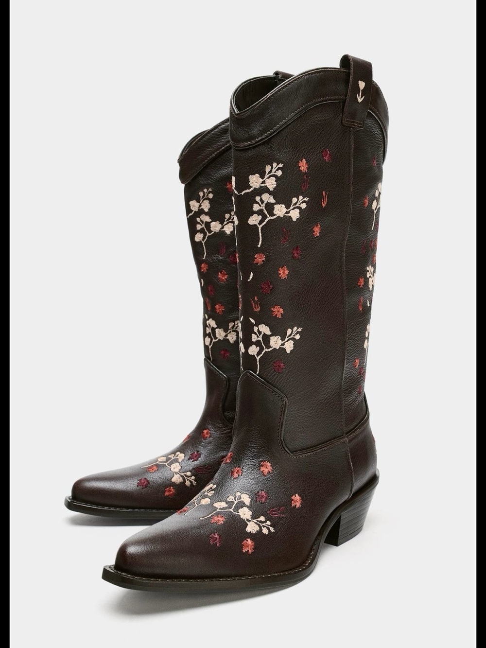 Zara Women's Embroidered Dark Brown Western Boots